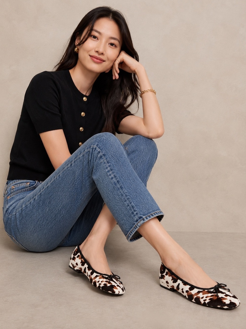 J. Crew Sophie Ballet Flats in Printed Calf Hair, Size 10 NWOT